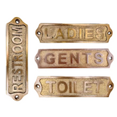 Brass Door Sign: Restroom, Ladies, Gents & Toilet